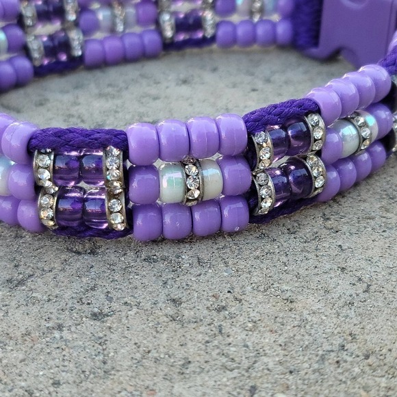 Custom Handmade Beaded Bling Dog Collar - Picture 3 of 4